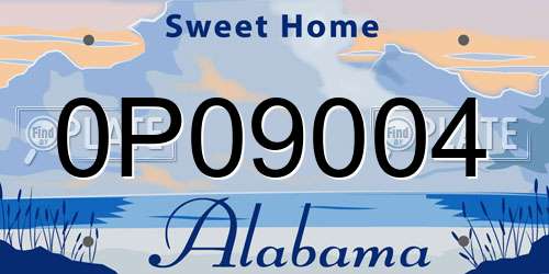0P09004 Alabama License Plate