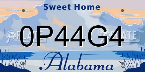 0P44G4 Alabama License Plate