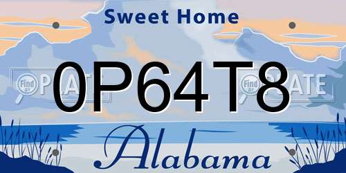 0P64T8 Alabama License Plate