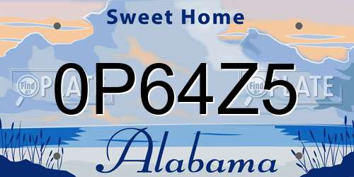 0P64Z5 Alabama License Plate