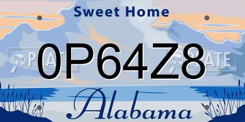 0P64Z8 Alabama License Plate