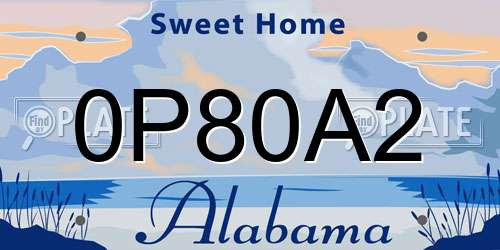0P80A2 Alabama License Plate