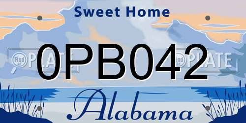 0PB042 Alabama License Plate