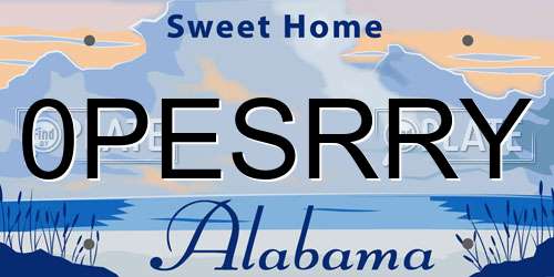 0PESRRY Alabama License Plate