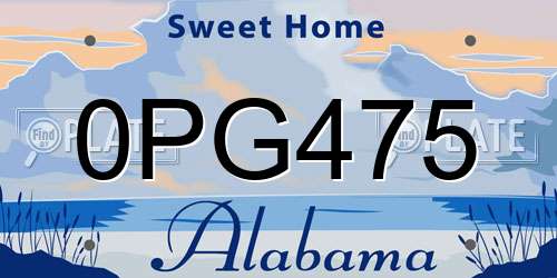 0PG475 Alabama License Plate