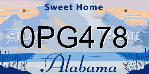 0PG478 Alabama License Plate