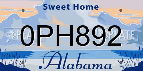 0PH892 Alabama License Plate