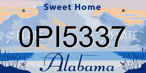0PI5337 Alabama License Plate