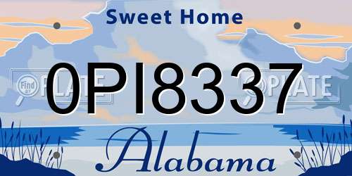 0PI8337 Alabama License Plate