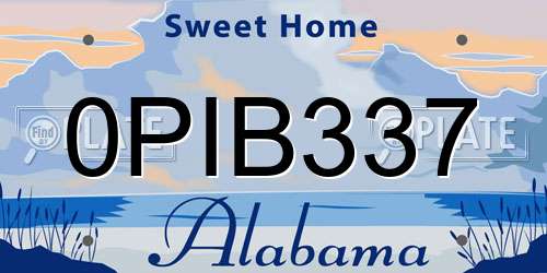 0PIB337 Alabama License Plate