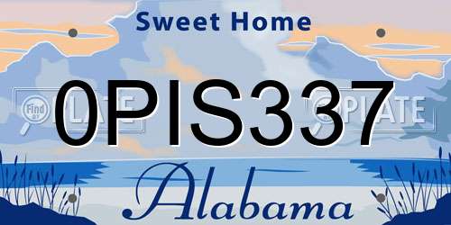 0PIS337 Alabama License Plate