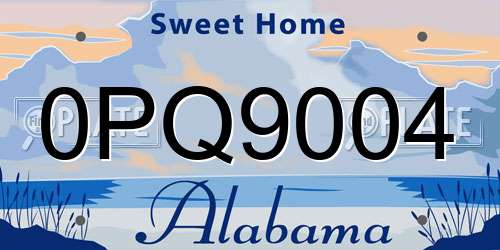 0PQ9004 Alabama License Plate