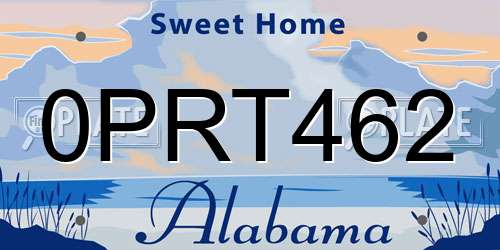 0PRT462 Alabama License Plate
