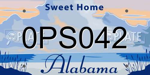 0PS042 Alabama License Plate