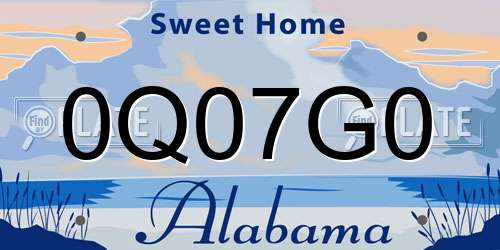 0Q07G0 Alabama License Plate