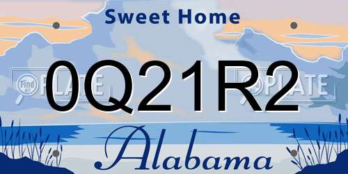 0Q21R2 Alabama License Plate