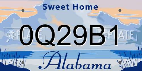 0Q29B1 Alabama License Plate