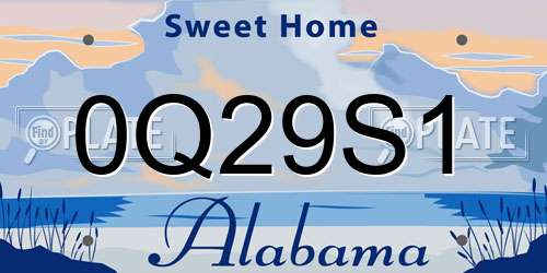0Q29S1 Alabama License Plate