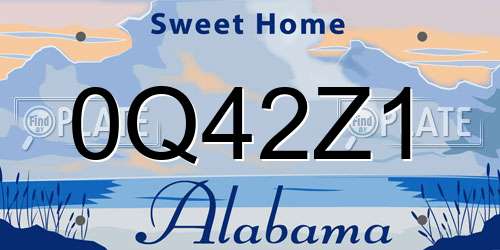 0Q42Z1 Alabama License Plate