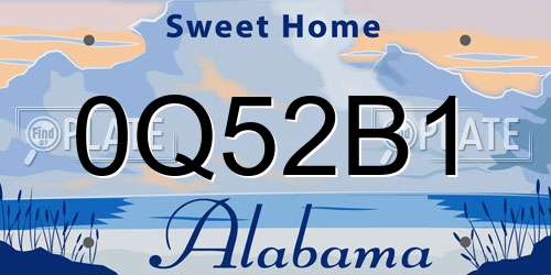 0Q52B1 Alabama License Plate