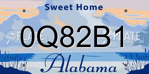 0Q82B1 Alabama License Plate