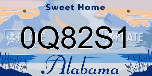 0Q82S1 Alabama License Plate