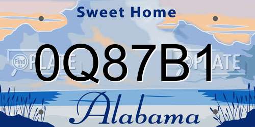 0Q87B1 Alabama License Plate