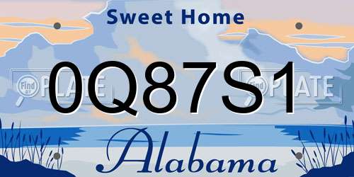 0Q87S1 Alabama License Plate