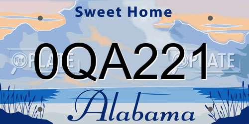 0QA221 Alabama License Plate