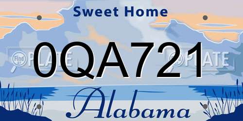 0QA721 Alabama License Plate