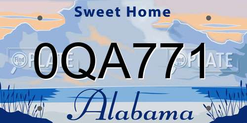 0QA771 Alabama License Plate
