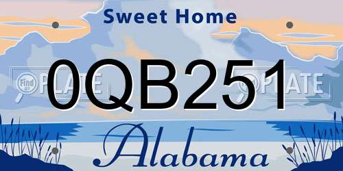 0QB251 Alabama License Plate