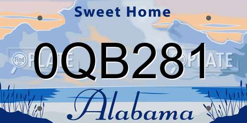0QB281 Alabama License Plate