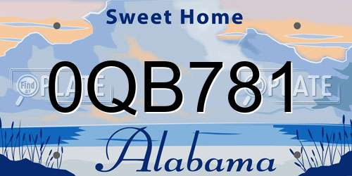 0QB781 Alabama License Plate