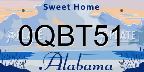 0QBT51 Alabama License Plate