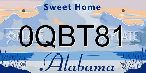 0QBT81 Alabama License Plate