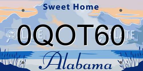 0QOT60 Alabama License Plate