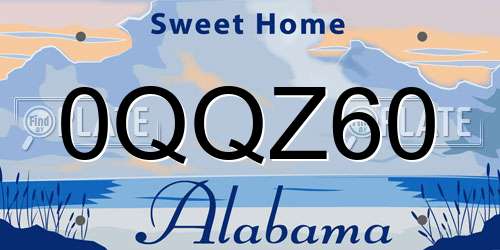 0QQZ60 Alabama License Plate