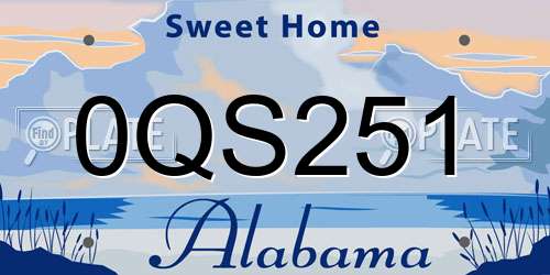 0QS251 Alabama License Plate