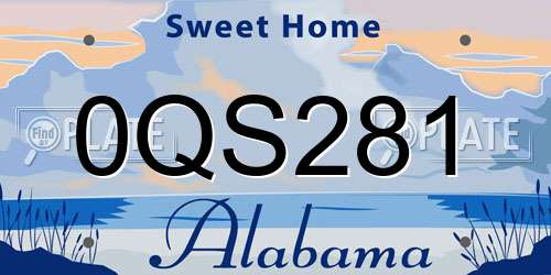0QS281 Alabama License Plate