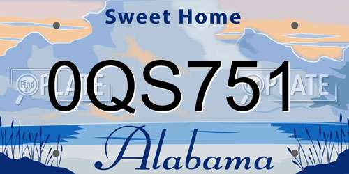 0QS751 Alabama License Plate