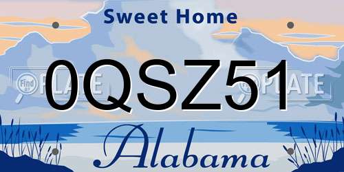 0QSZ51 Alabama License Plate