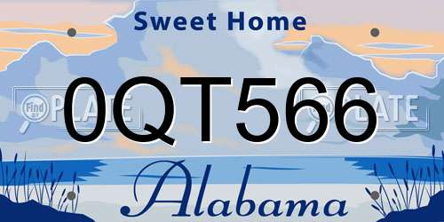 0QT566 Alabama License Plate