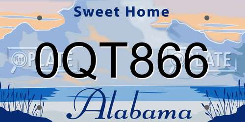 0QT866 Alabama License Plate