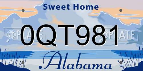 0QT981 Alabama License Plate