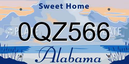 0QZ566 Alabama License Plate