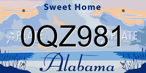 0QZ981 Alabama License Plate