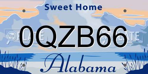 0QZB66 Alabama License Plate