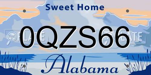 0QZS66 Alabama License Plate