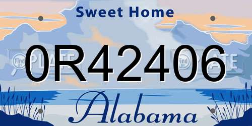 0R42406 Alabama License Plate